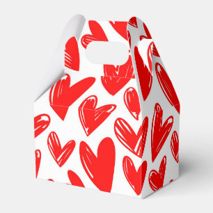 Romantic Red Love Hearts Pattern Valentine's Day Favor Boxes