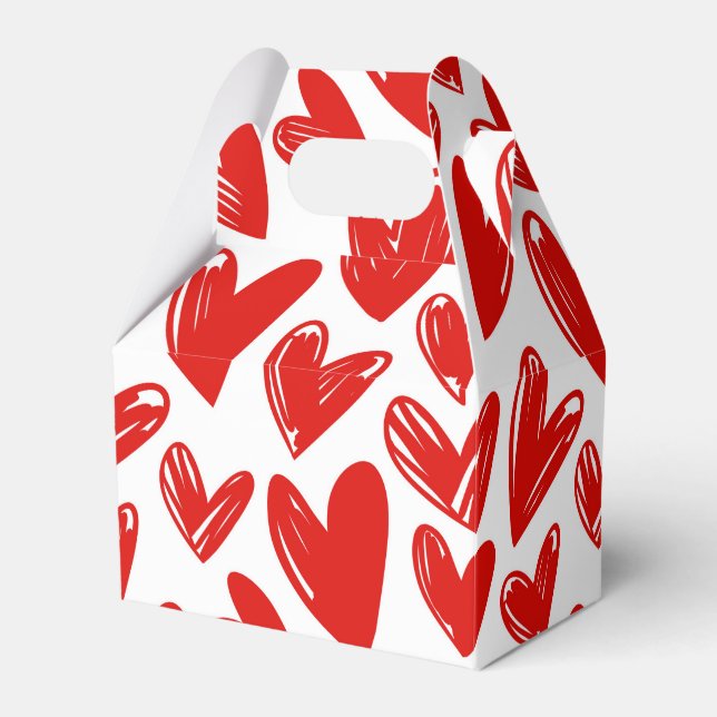 Romantic Red Love Hearts Pattern Valentine's Day Favor Boxes (Front Side)