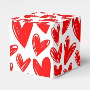 Romantic Red Love Hearts Pattern Valentine's Day Favor Boxes
