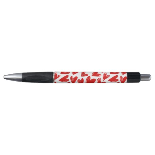 Romantic Red Love Hearts Pattern Valentines Day Pen