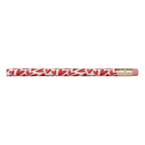 Romantic Red Love Hearts Pattern Valentines Day Pencil