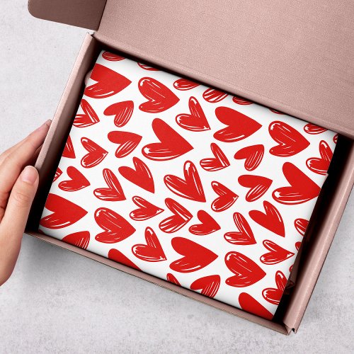 Romantic Red Love Hearts Pattern Valentines Day Tissue Paper