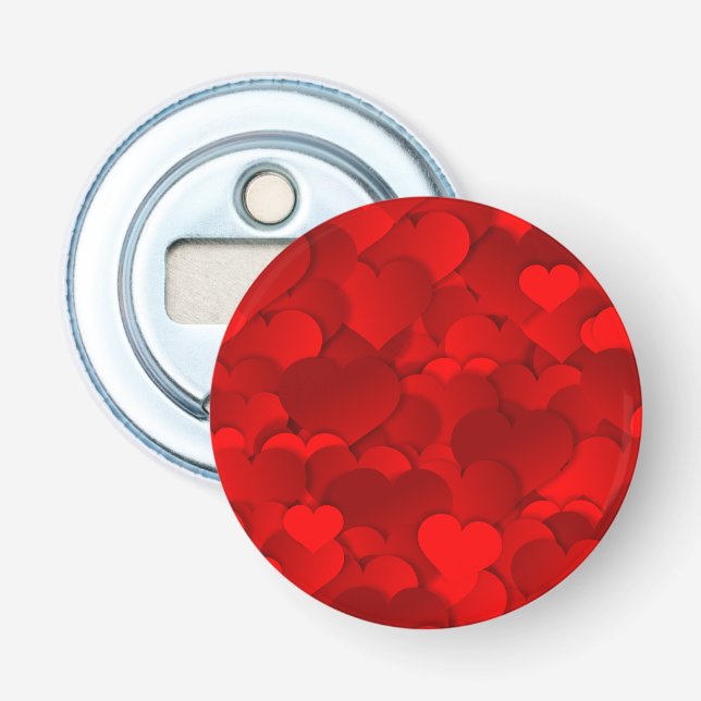 Romantic Red Love Hearts Texture Pattern-19909 Bottle Opener (Front)