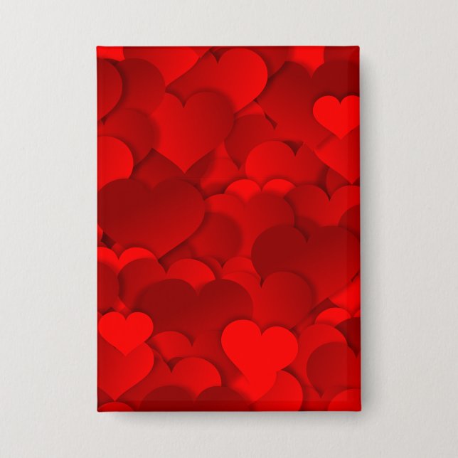 Romantic Red Love Hearts Texture Pattern-19909 Button (Front)