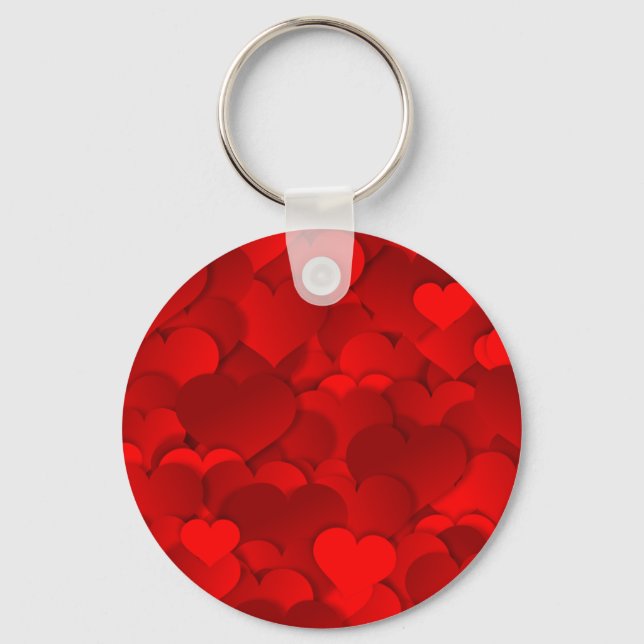 Romantic Red Love Hearts Texture Pattern-19909 Keychain (Front)
