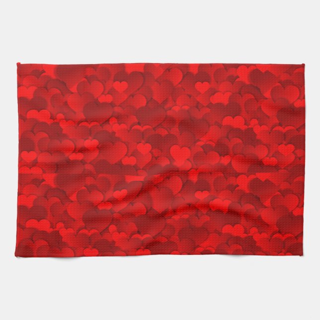 Romantic Red Love Hearts Texture Pattern-19909 Kitchen Towel (Horizontal)