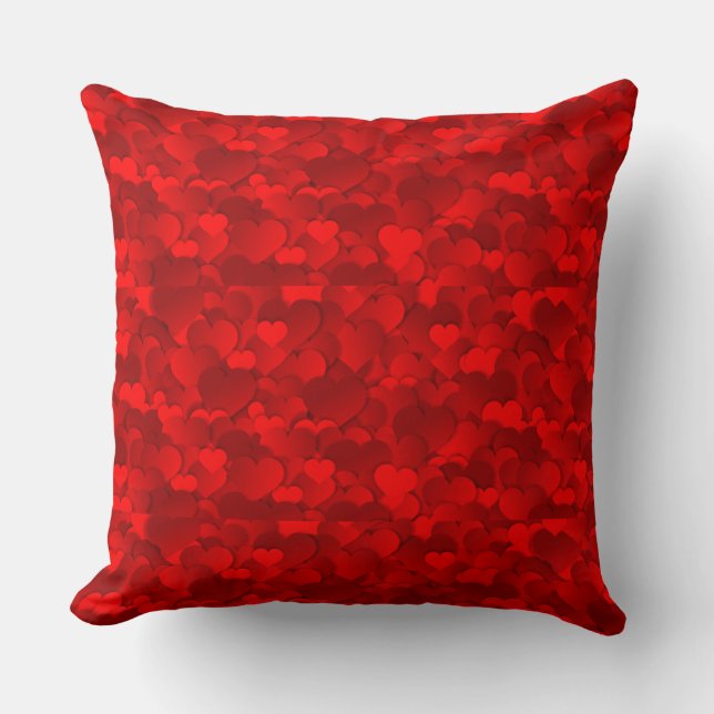 Romantic Red Love Hearts Texture Pattern-19909 Throw Pillow (Front)
