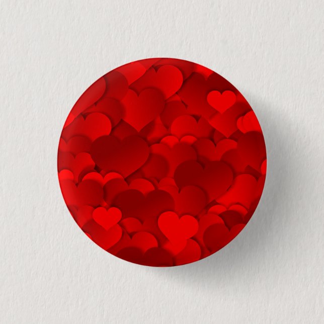 Romantic Red Love Hearts Texture Pattern Button (Front)
