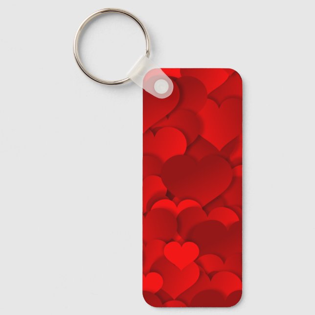Romantic Red Love Hearts Texture Pattern Keychain (Front)