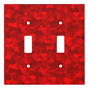 Romantic Red Love Hearts Texture Pattern Light Switch Cover