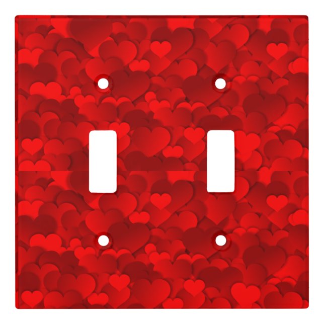 Romantic Red Love Hearts Texture Pattern Light Switch Cover (Front)