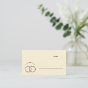 Romantic Red Minimalist Rings Place Card