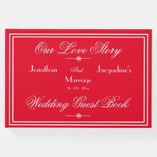 Romantic Red Personalized Names Chic Wedding  Guest Book