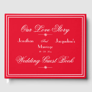 Romantic Red Personalized Names Chic Wedding Guest Book