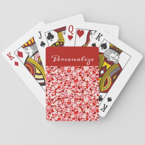 Romantic Red Pink Heart Design Personalized Playing Cards