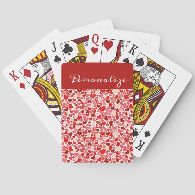 Romantic Red Pink Heart Design Personalized Poker Cards (Back)