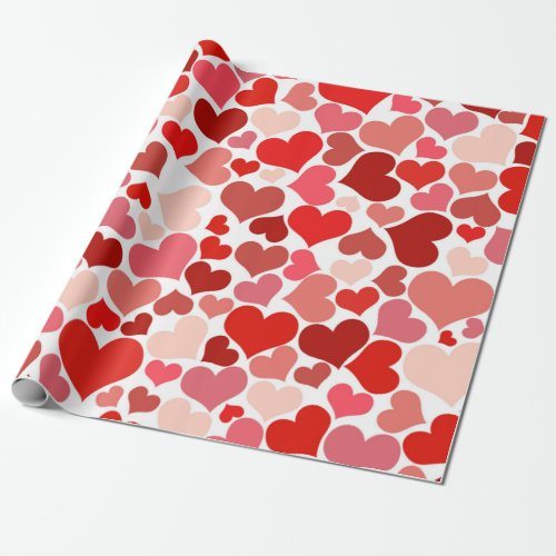 Romantic Red Pink Heart Design Valentine Gift Wrapping Paper