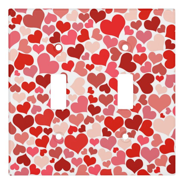 Romantic Red Pink Heart Love Valentine Light Switch Cover (Front)