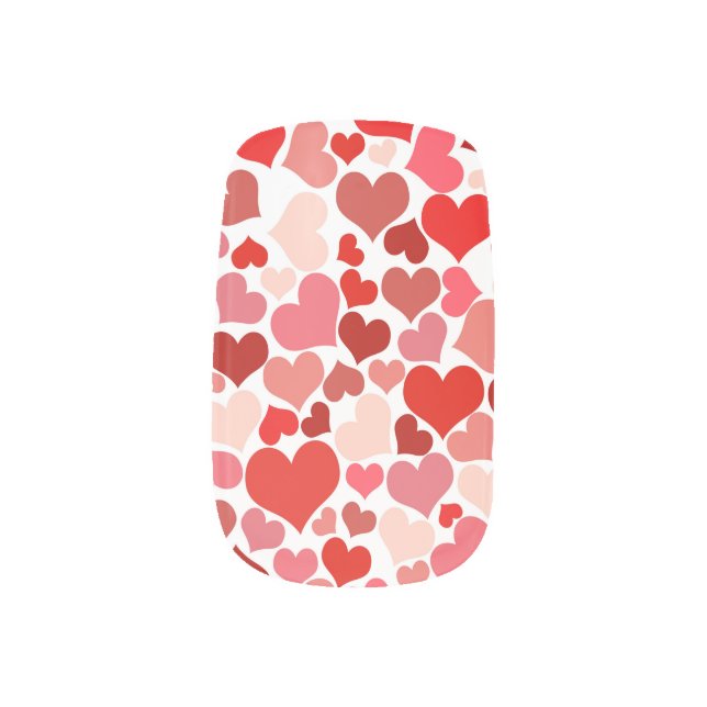 Romantic Red Pink Heart Pattern Valentine Design Minx Nail Art (Left Thumb)