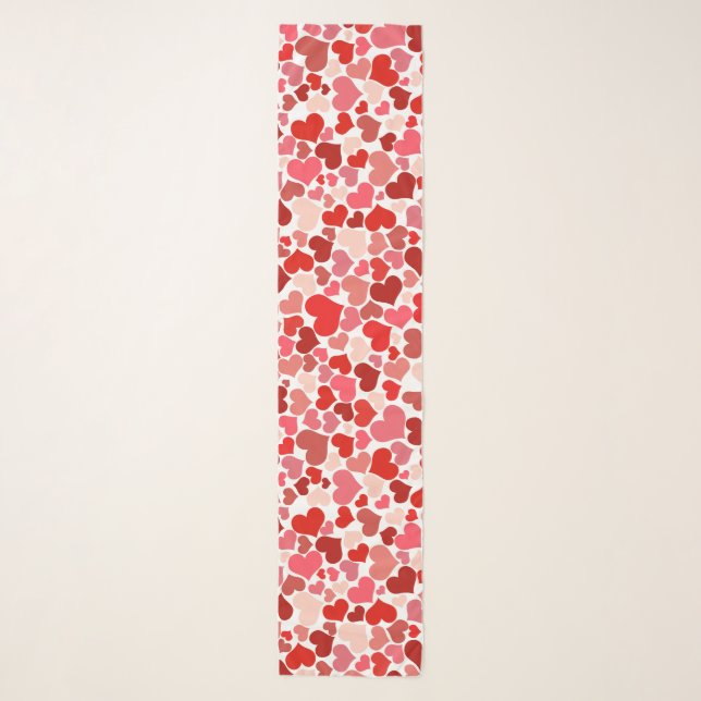 Romantic Red Pink Heart Valentine Design Scarf (Front)