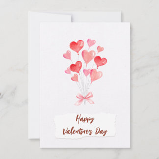 Romantic Red & Pink Hearts Happy Valentines Day Note Card
