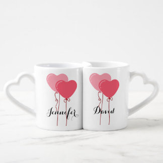 Romantic Red Pink Hearts Valentine's Day Lovers  Coffee Mug Set