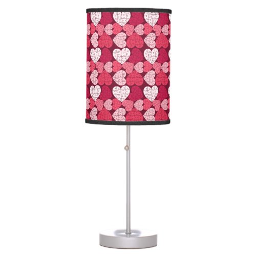 Romantic Red  Pink Jigsaw Puzzle Heart Pattern Table Lamp