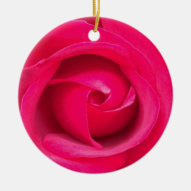 Romantic Red Pink Rose Ceramic Ornament (Front)