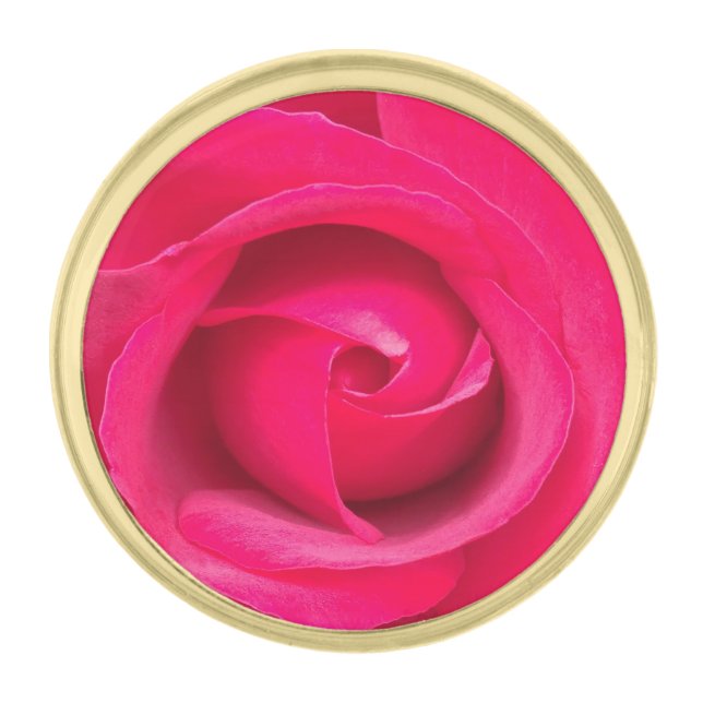 Romantic Red Pink Rose Gold Finish Lapel Pin (Front)