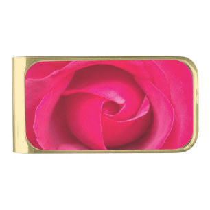 Romantic Red Pink Rose Gold Finish Money Clip