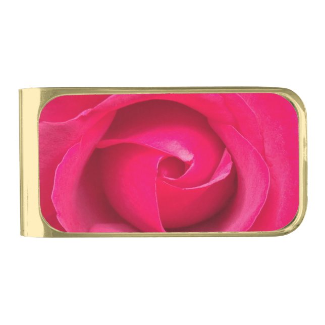Romantic Red Pink Rose Gold Finish Money Clip (Front)