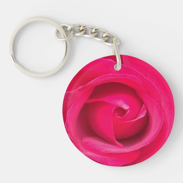 Romantic Red Pink Rose Keychain (Front)