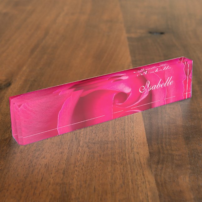 Romantic Red Pink Rose Personalized Name Plate (Side)