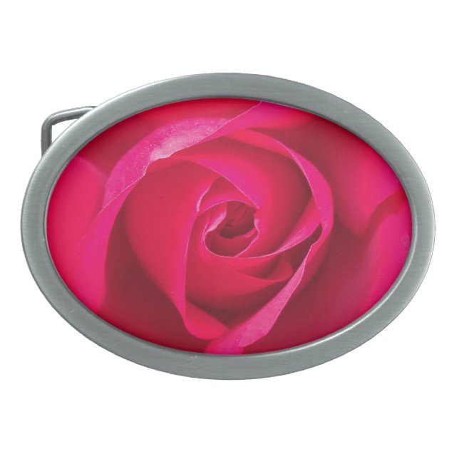 Romantic Red Pink Rose v2 Belt Buckle (Front)