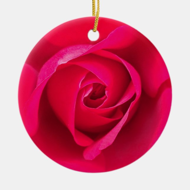 Romantic Red Pink Rose v2 Ceramic Ornament (Front)