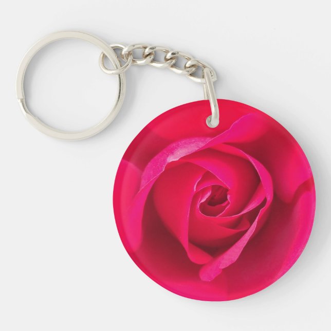 Romantic Red Pink Rose v2 Keychain (Front)