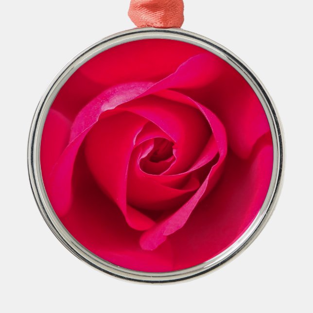 Romantic Red Pink Rose v2 Metal Ornament (Front)
