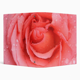 Romantic Red Pink Rose Water Drops 3 Ring Binder