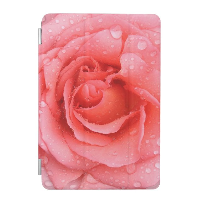 Romantic Red Pink Rose Water Drops iPad Mini Cover (Front)