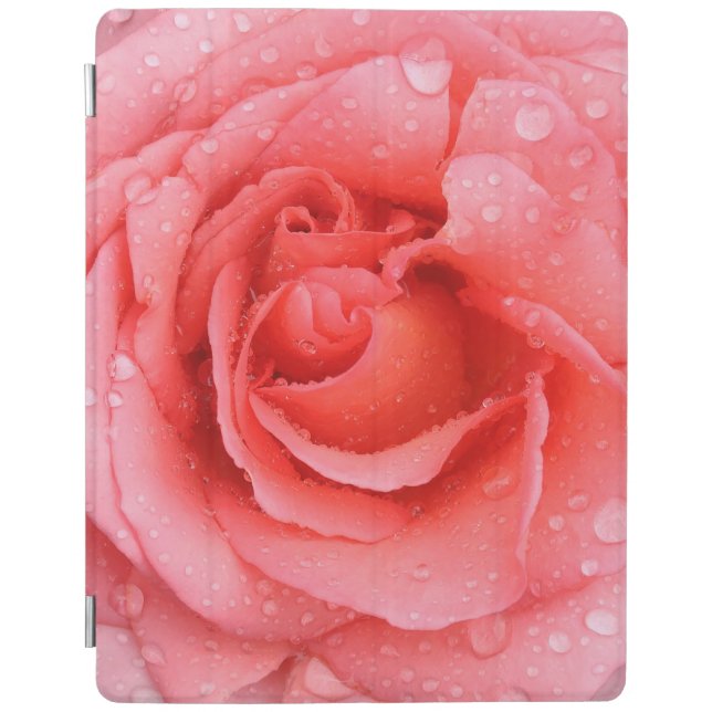 Romantic Red Pink Rose Water Drops iPad Smart Cover (Front)