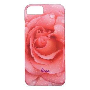 Romantic Red Pink Rose Water Drops Personalized iPhone 8/7 Case