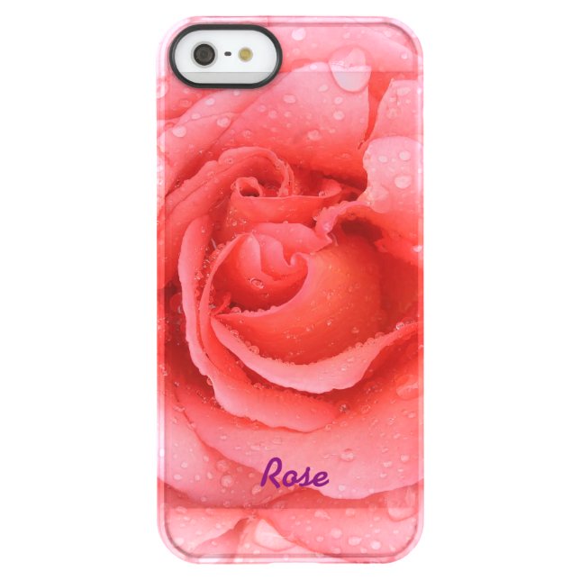 Romantic Red Pink Rose Water Drops Personalized Uncommon iPhone Case (Back)