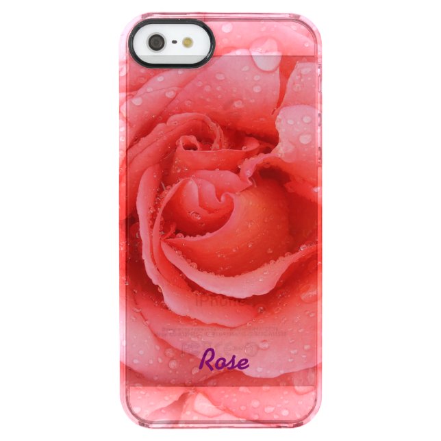 Romantic Red Pink Rose Water Drops Personalized Uncommon iPhone Case (Back)
