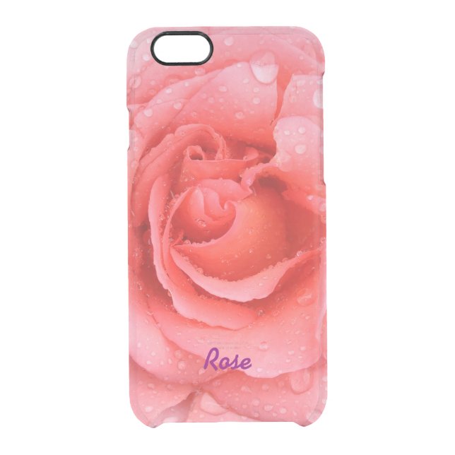 Romantic Red Pink Rose Water Drops Personalized Uncommon iPhone Case (Back)