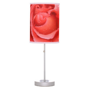 Romantic Red Pink Rose Water Drops Table Lamp