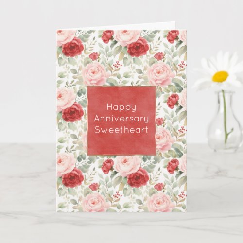 Romantic Red Pink Roses Floral Anniversary
