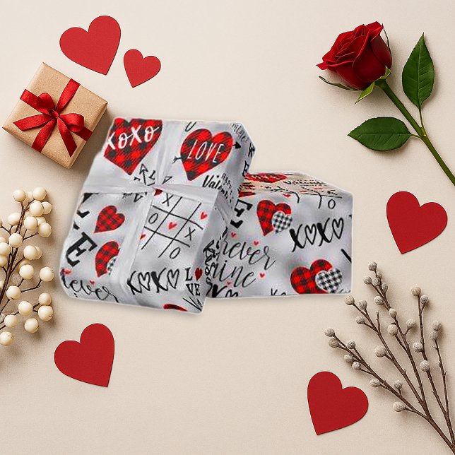 Romantic Red Plaid Valentine Design Wrapping Paper (Creator Uploaded)