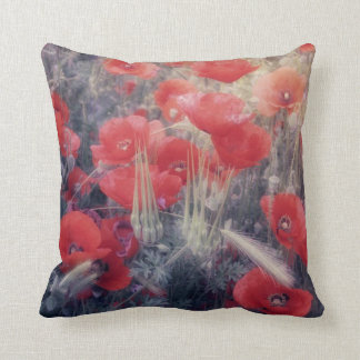 Romantic Red Poppy Field Modern Cushion
