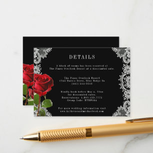 Romantic Red Rose Beautiful White Lace Wedding Enclosure Card