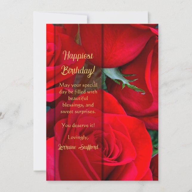 Romantic Red Rose Birthday Card (Front)